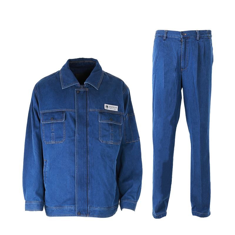 双惠男女款春秋标志工作服SHM-299,全棉牛仔,左胸魔术贴155-195(套)