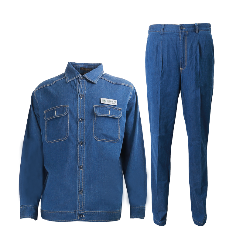 双惠男女款夏季标志工作服SHW-73,全棉牛仔,左胸魔术贴155-195(套)