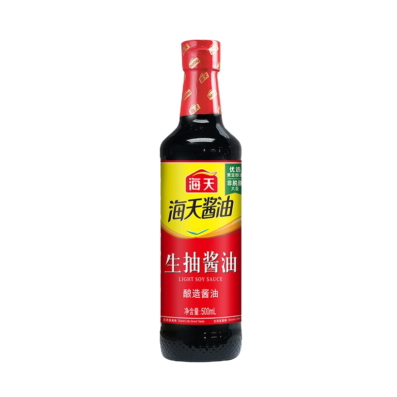 海天生抽酿造健康酱油调味品原料调料500ml/1瓶装家用黄豆酿酱油苏宁宜品推荐