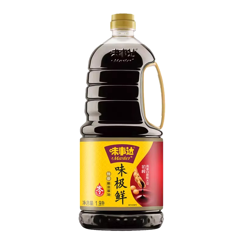 味事达味极鲜1.9L 1件装特级酱油0添加防腐剂蒸鱼炒菜凉拌火锅蘸料家用