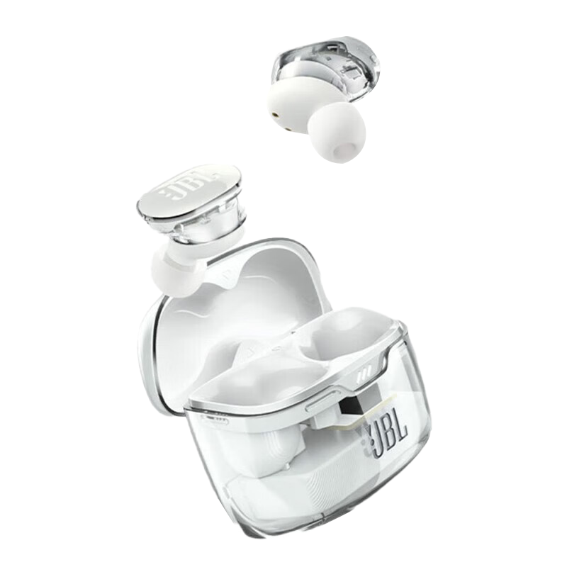 JBL TUNE BUDS琉璃豆真无线蓝牙耳机 主动降噪运动耳机 苹果华为小米带麦游戏耳机水晶白