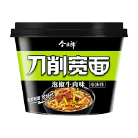 今麦郎 刀削宽面 泡椒牛肉味130g*12桶 非油炸速食免煮泡面刀削面