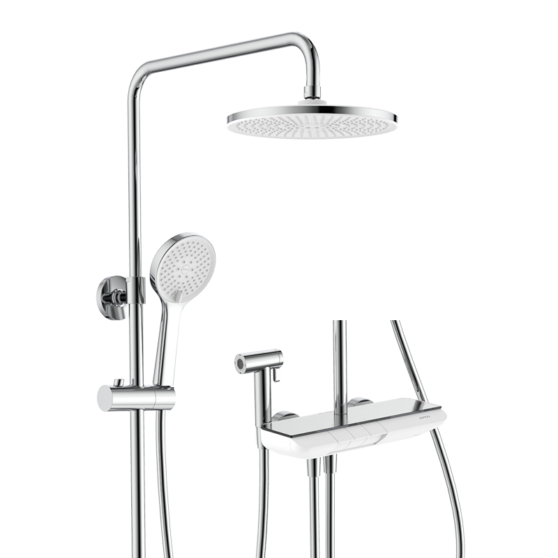 九牧(JOMOO)淋浴花洒全套装36607枪灰色钢琴键盘洗澡沐浴花洒双增压大顶喷喷枪淋浴器