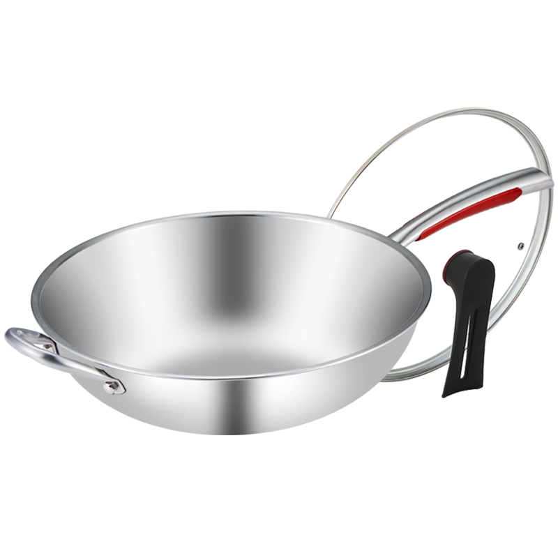 赫巴兹HZIB 旗舰升级系列纯316不锈钢无涂层不粘锅健康炒锅34cm 炒菜锅电磁炉明火通用