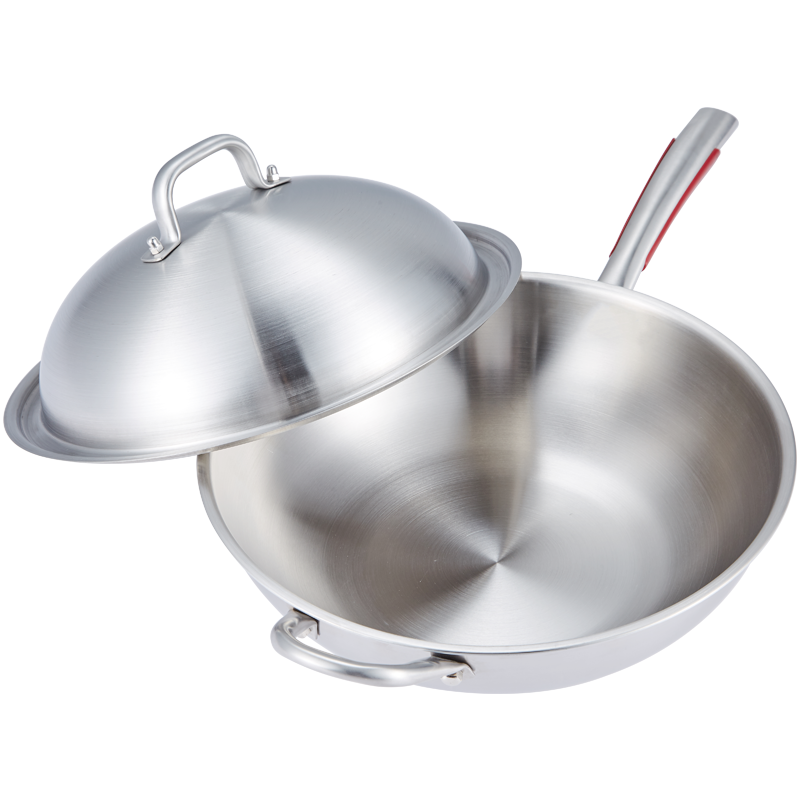 赫巴兹HZIB 旗舰升级系列纯316不锈钢无涂层不粘锅健康炒锅34cm 炒菜锅电磁炉明火通用