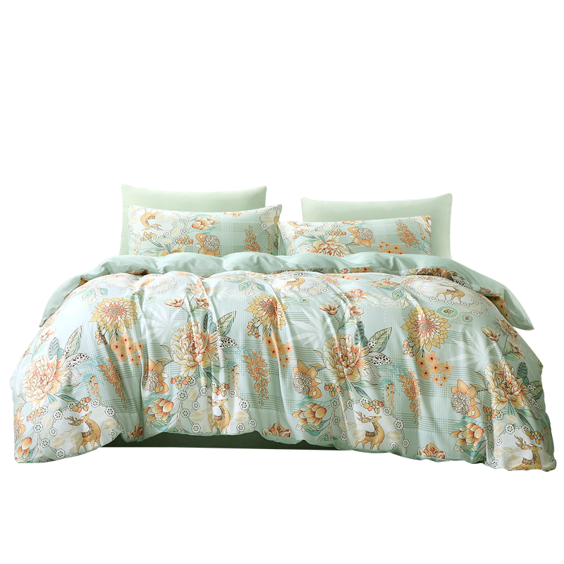 富安娜家纺四件套纯棉全棉被套被罩四件套宿舍床上用品床单款