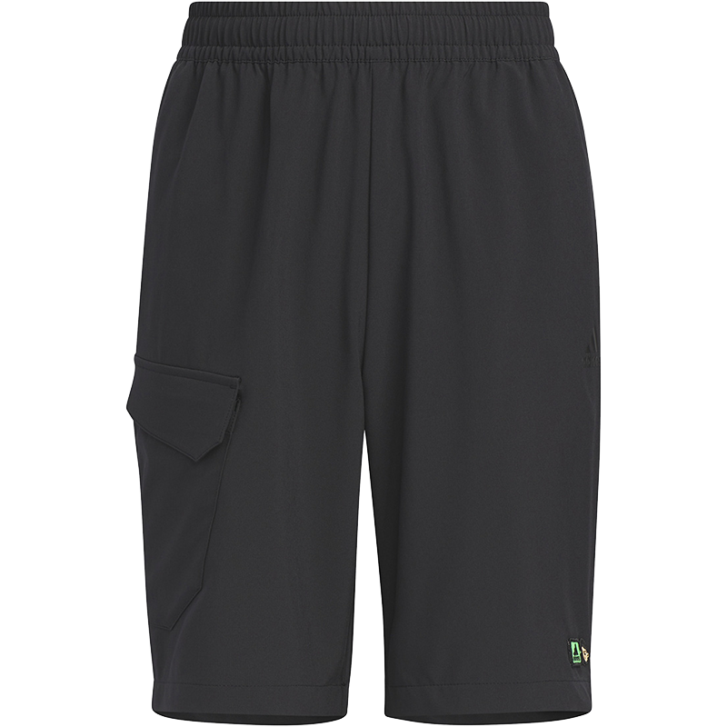 adidas x 艺术家 联名款 童装 纯色速干运动休闲短裤 男童 黑色 IN3279