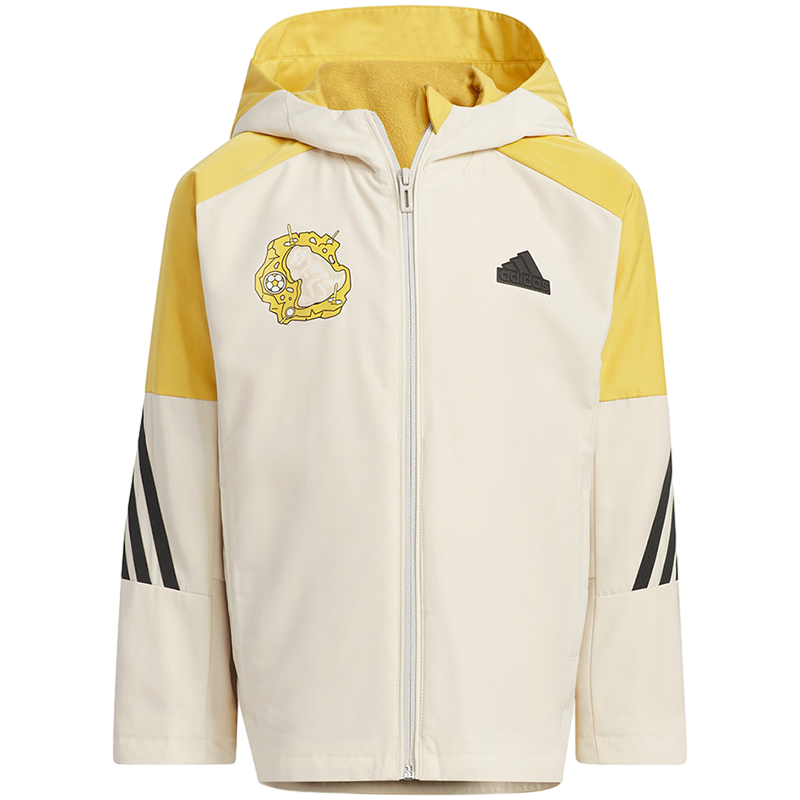 adidas 童装 三条纹拼色运动休闲连帽夹克外套 男童 日光黄 IQ1333