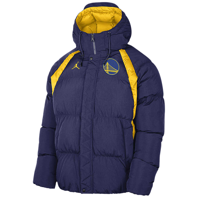 耐克Jordan 金州勇士队 休闲拉链连帽长袖羽绒服 男款 蓝色 DN9773-421