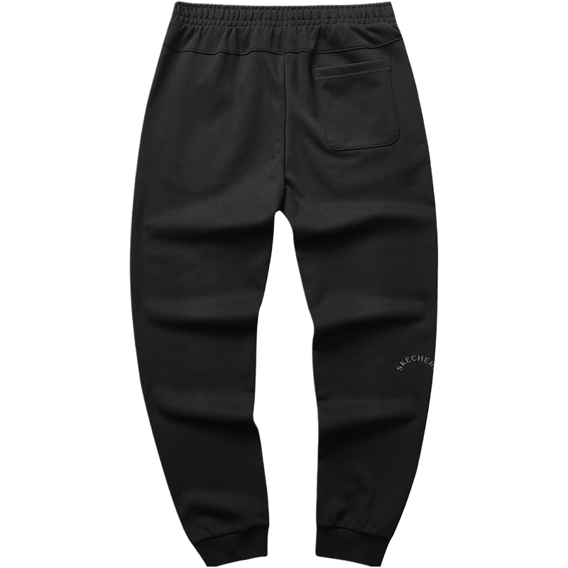 Skechers 缤纷休闲系列 纯色中腰束脚针织运动裤 男款 碳黑 L323W019-0018