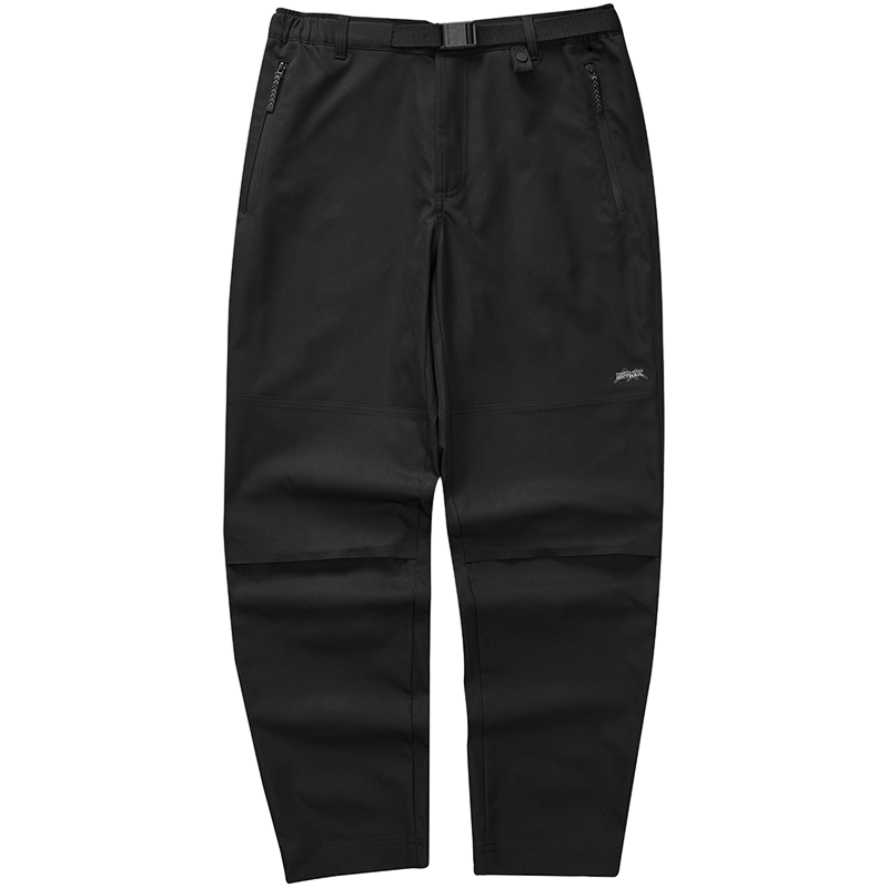 Skechers FASHION 纯色Logo标识直筒梭织休闲裤 男款 碳黑 L423M013-0018