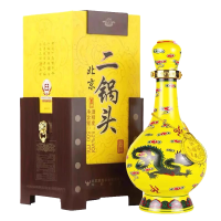 牛栏山二锅头黄瓷瓶经典黄龙52度500ml*2瓶清香型白酒礼盒装