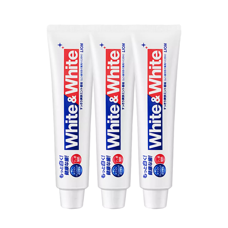 日本狮王White大白牙膏成人含氟亮白防蛀去渍牙垢薄荷味150g*3