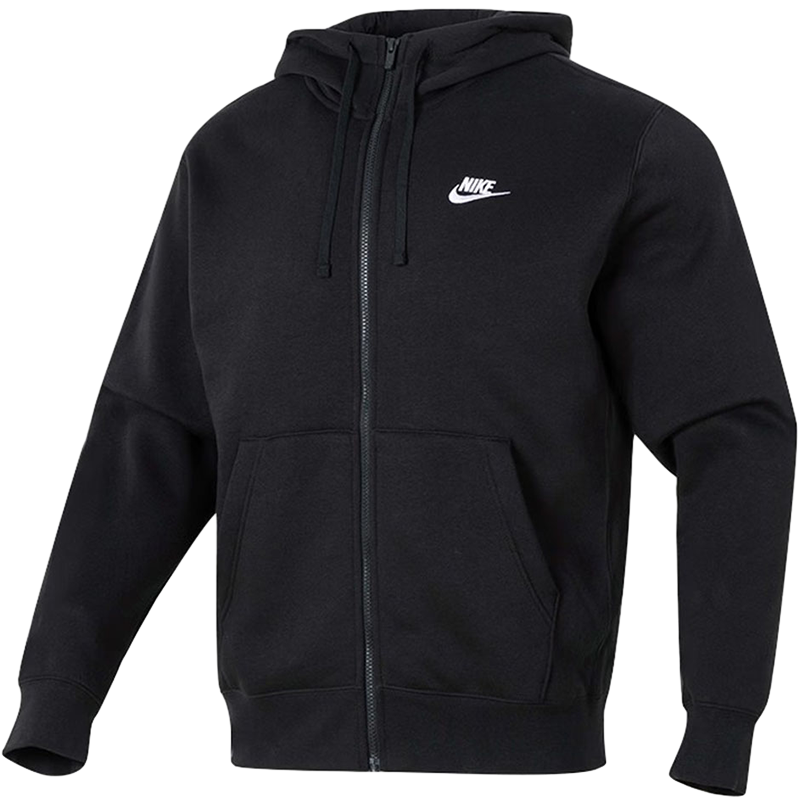 Nike Sportswear刺绣Logo纯色连帽拉链卫衣外套 男款 黑色 送男生 BV2646-010