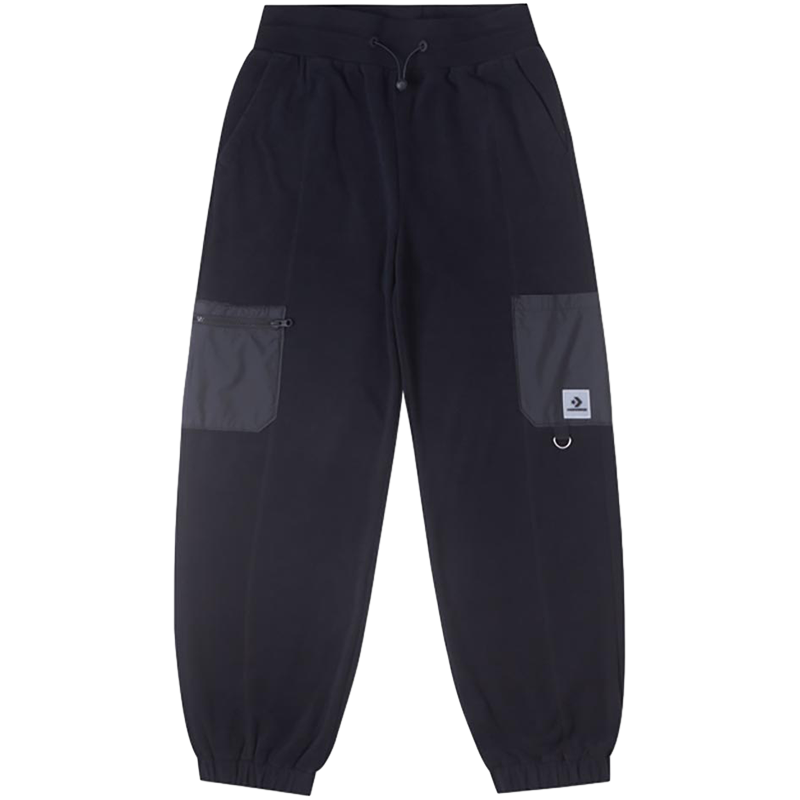 Converse 拼接休闲系带针织运动裤 女款 黑色 10025681-A02