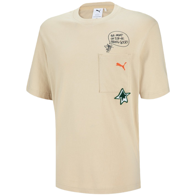 PUMA 条纹字母印花休闲短袖Polo衫 男女同款 深绿色 539985-37