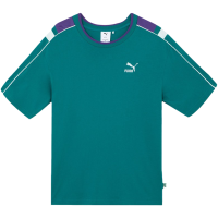 PUMA Puma SS23 Archive系列 Logo刺绣宽松圆领极简直筒短袖T恤 男女同款 深蓝色 622777-