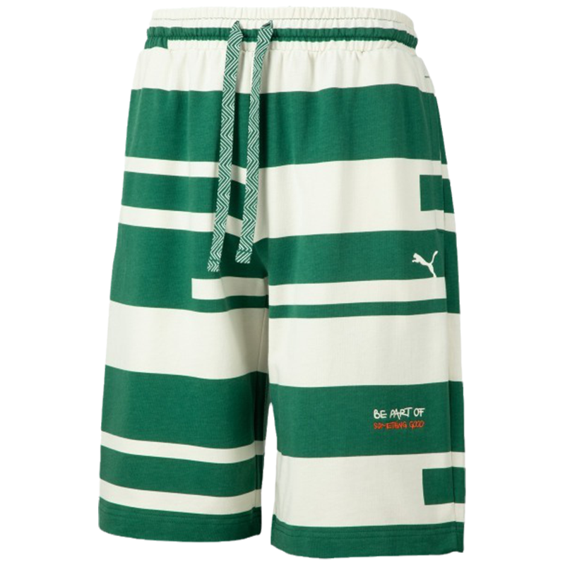 PUMA DREAM PACK 条纹印花系带宽松短裤 男女同款 深绿色539987-37