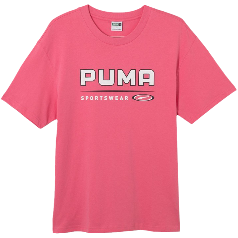 PUMA Classics Dance Crew 字母印花圆领短袖T恤 男女同款 玫粉色 627172-37