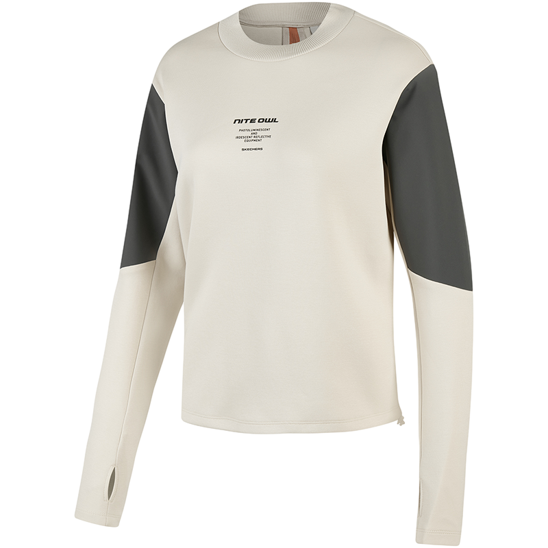 Skechers 运动系列 字母拼色圆领套头卫衣 女款 燕麦奶色 P423W034-03B3