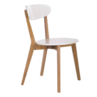 正斌餐椅简约现代休闲书桌椅餐桌凳子橡木靠背椅原木色骨架/白色圆形座面