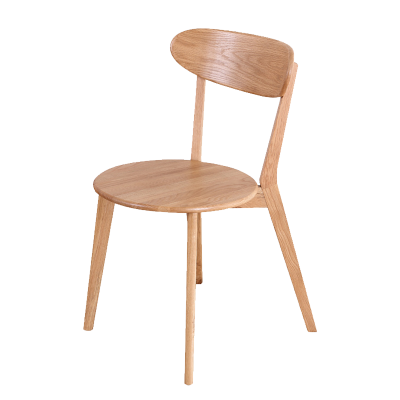 正斌餐椅简约现代休闲书桌椅餐桌凳子橡木靠背椅清漆原木色圆形座面