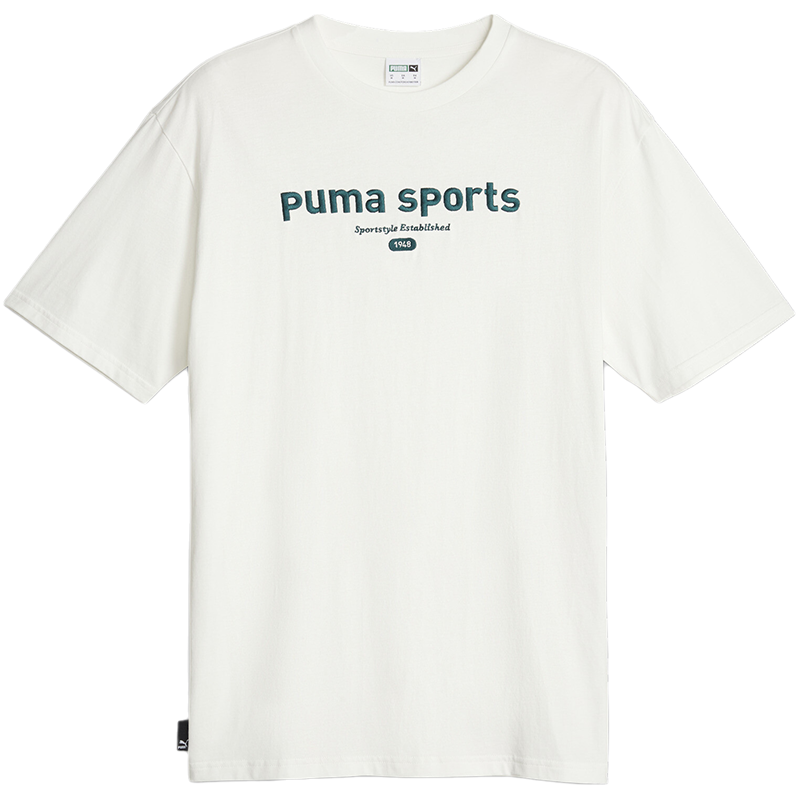 PUMA 字母印花圆领透气运动短袖T恤 男款 白色 624702-65