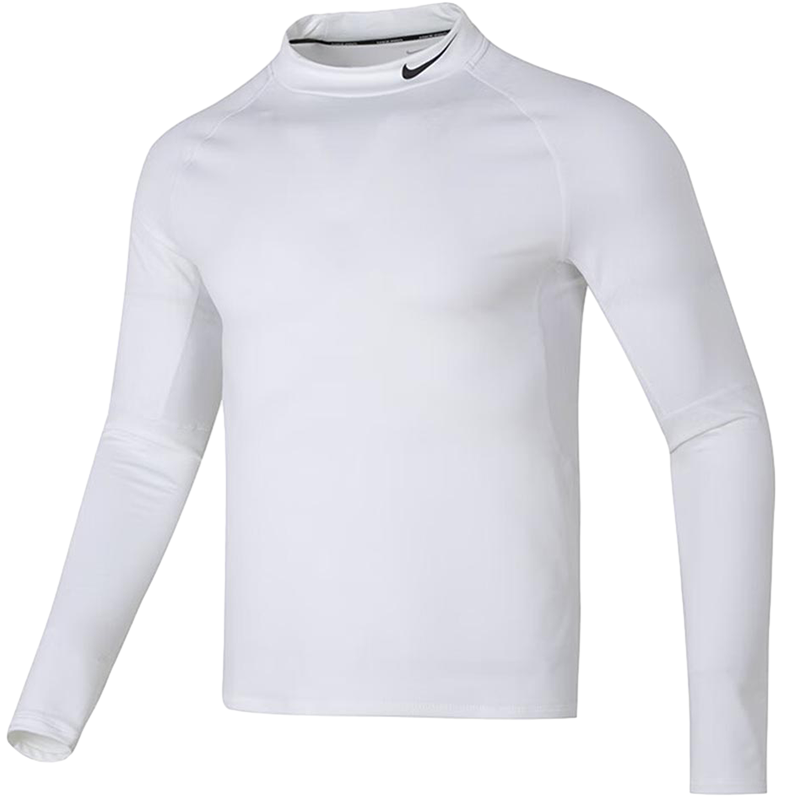 Nike 纯色半高领透气休闲运动长袖T恤 男款 白色 FB8516-100