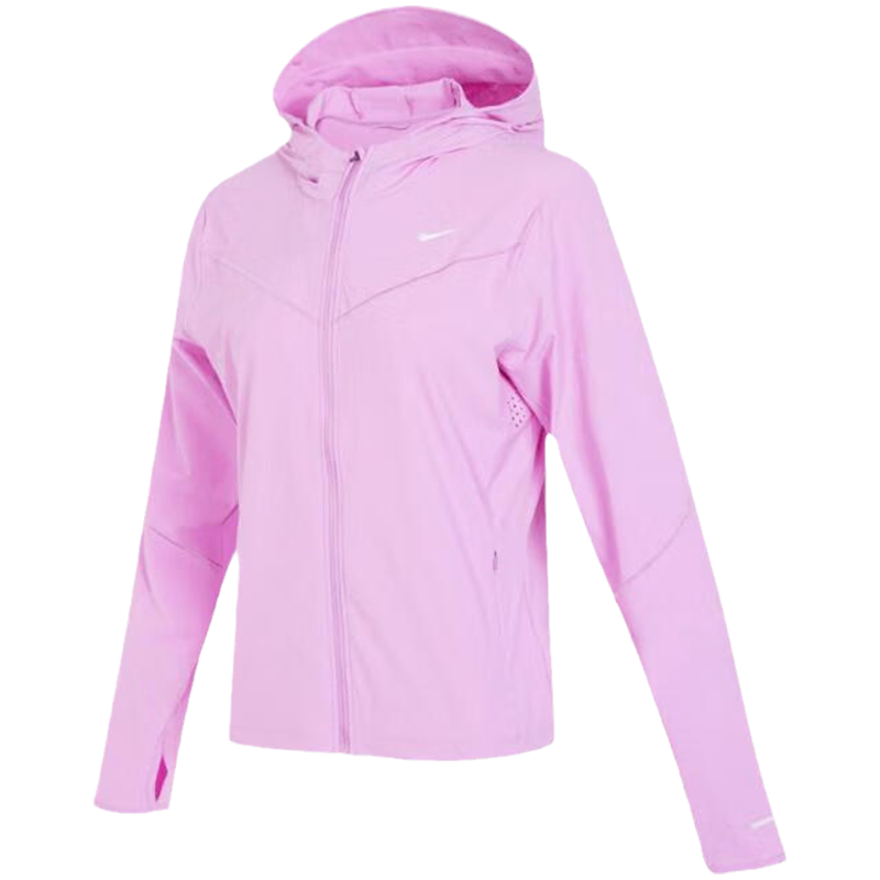 Nike 纯色防晒速干连帽夹克 女款 灯草紫红 FB7481-532