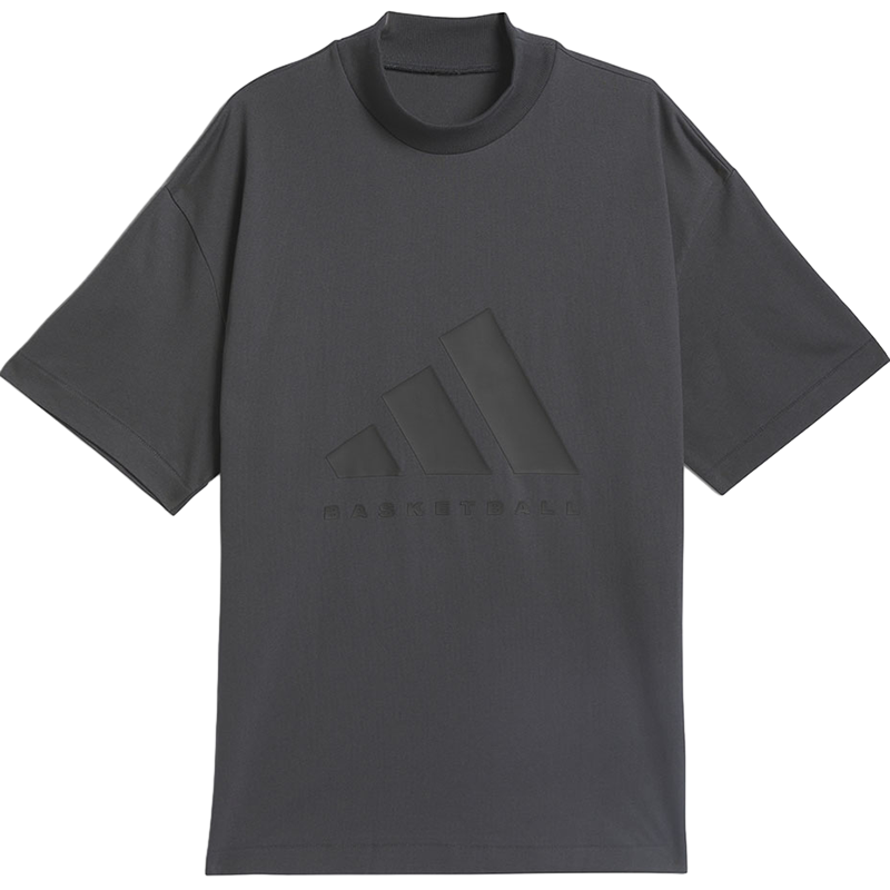 adidas 字母Logo印花篮球针织运动圆领短袖T恤 男女同款 炭黑色 IN7566