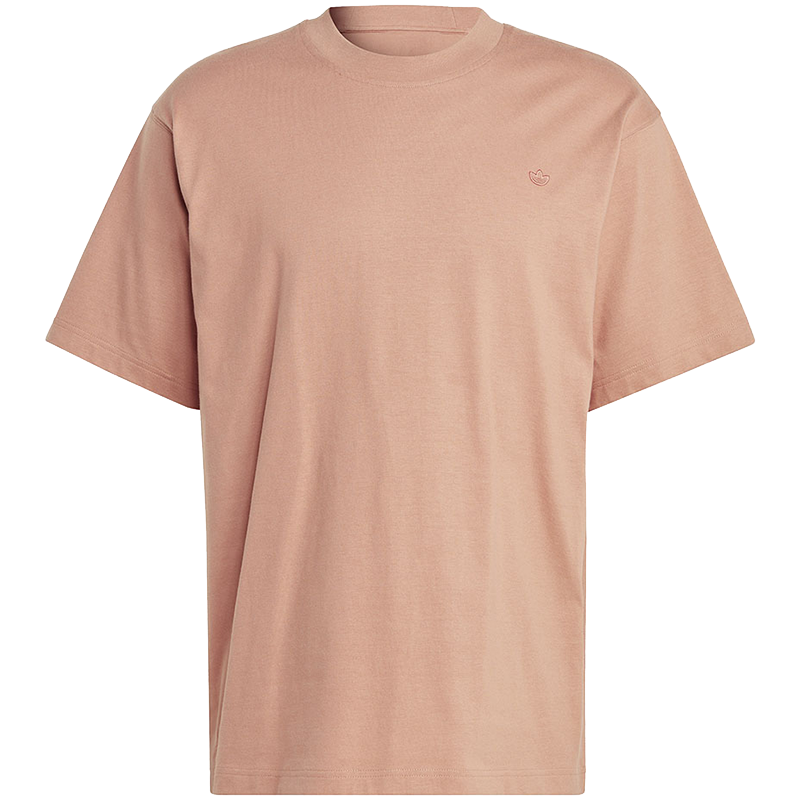 adidas 纯色圆领套头宽松短袖T恤 男款 岩层土褐色 IB9471