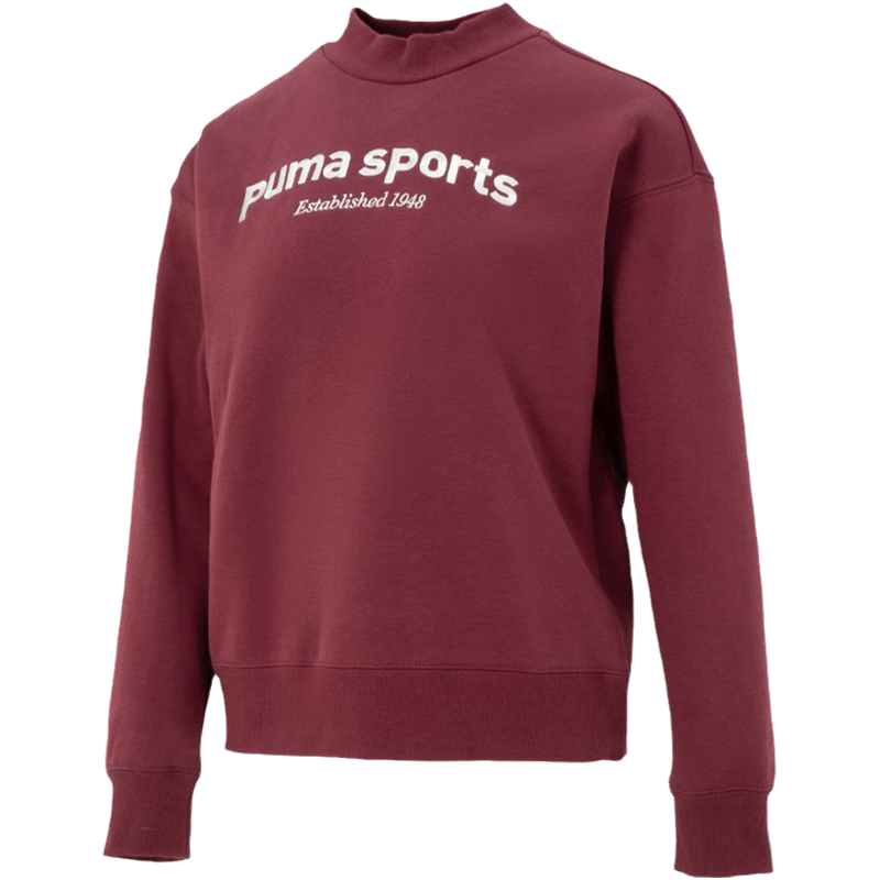 PUMA 字母刺绣加绒加厚圆领套头卫衣 女款 红色 625305-22