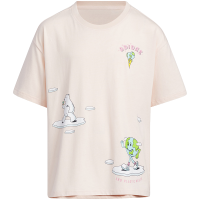 adidas 童装 Graphic Tee Logo字母卡通动漫印花圆领宽松短袖T恤 女童 浅粉 IQ0859