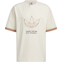 adidas originals x 长场雄撞色缝边手绘星星Logo字母印花圆领短袖T恤 男女同款 奇妙白 IS0638
