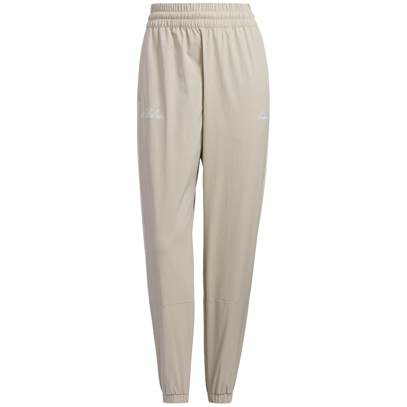 adidas originals三叶草 纯色中腰合身束脚梭织口袋休闲裤 女款 米色 IP0743