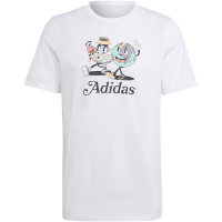 adidas originals 卡通字母Logo图案印花运动短袖T恤 男款 白色 IT8185