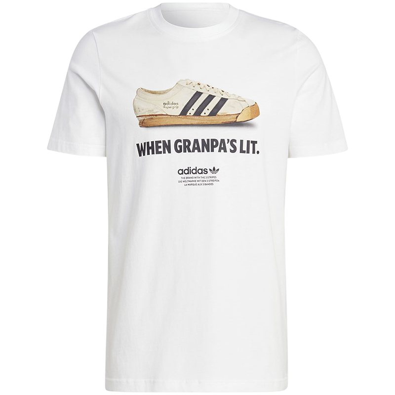 adidas originals New Age Tee 字母鞋子印花圆领运动短袖T恤 男款 白色 IC8871