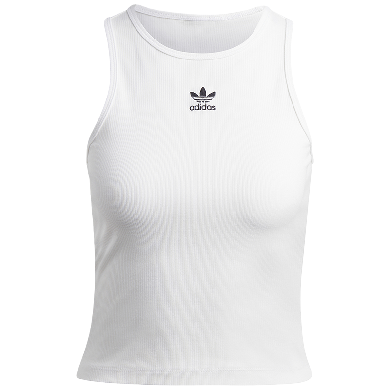 adidas originals Logo字母印花修身圆领背心 女款 白色 IB9111