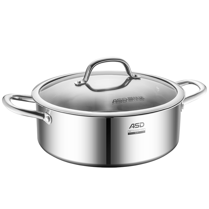 爱仕达 火锅锅具 304不锈钢28cm 家用厚底大汤锅/煮炖锅/清汤涮锅FS28A1WG 电磁炉明火通用