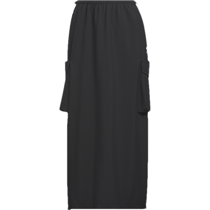 adidas originals三叶草 Cargo Skirt 纯色法式Logo标识工装风运动休闲长裙 黑色 IY949