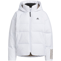 adidas 三条纹Logo标识户外运动羽绒服 女款 白色 IL8935