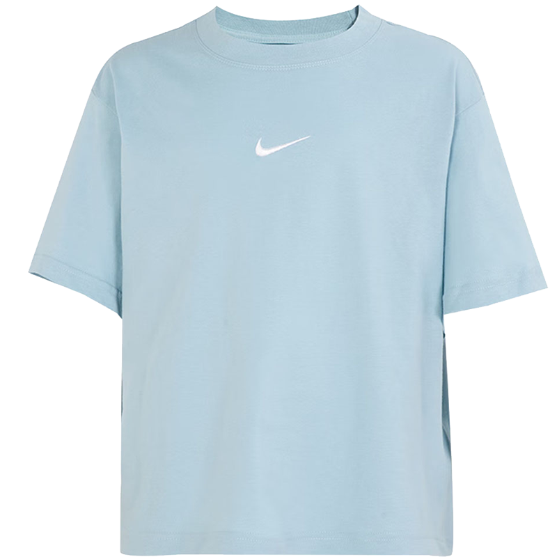 Nike 童装 Sportswear 纯色Logo标识宽松运动短袖T恤 女童 蓝色 DH5750-442