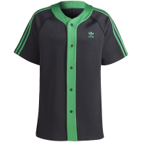 adidas originals三叶草 三条纹拼色Logo标识短袖衬衫 男款 黑色 II5782