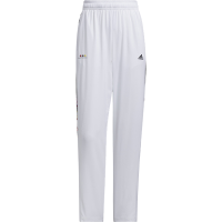 adidas 三条纹拼色花卉刺绣运动长裤 女款 白色 IM8449