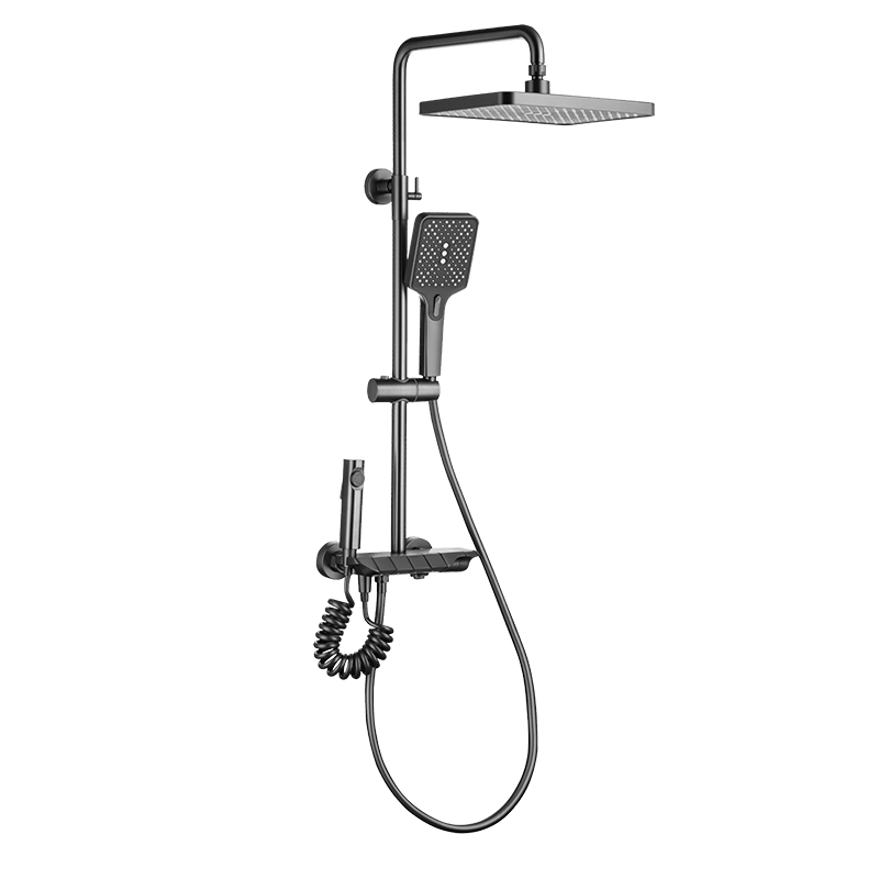 澳斯曼淋浴花洒套装枪灰色独立按键花洒多功能增压浴室喷枪花洒淋浴器钢琴按键花洒AS2512C280-2