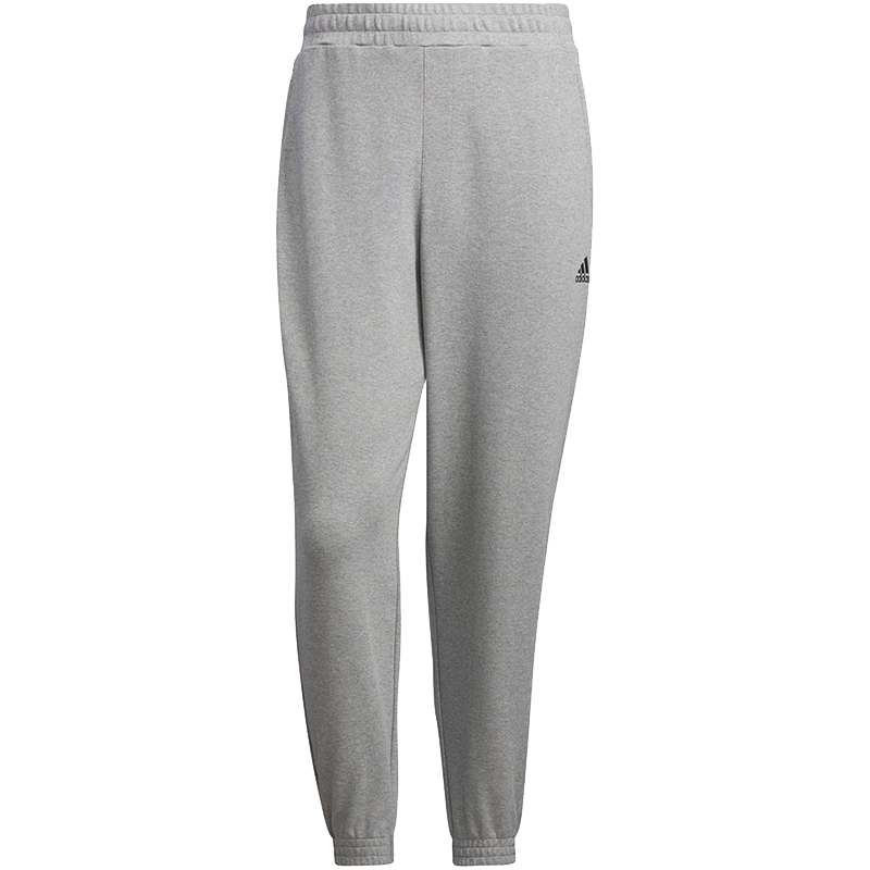 adidas 纯色Logo标识训练针织运动裤 男款 灰色 IQ1384