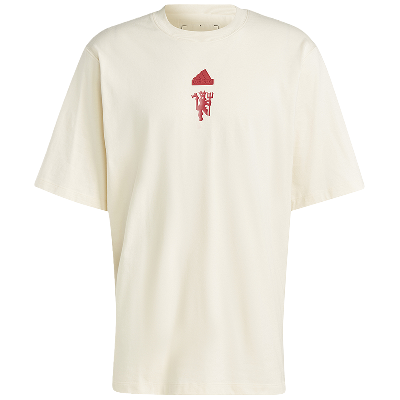 adidas Manchester 曼联足球休闲文化运动圆领短袖T恤 男款 乳白色 IA8552