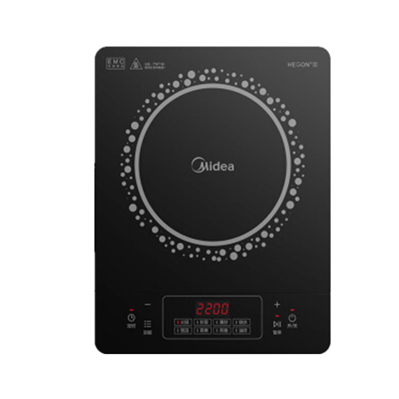 美的(Midea)电磁炉C22-RT22E01 家用2200W大火力 火锅炉 汉森面板 电磁灶4D防水 旋风防堵风机黑色