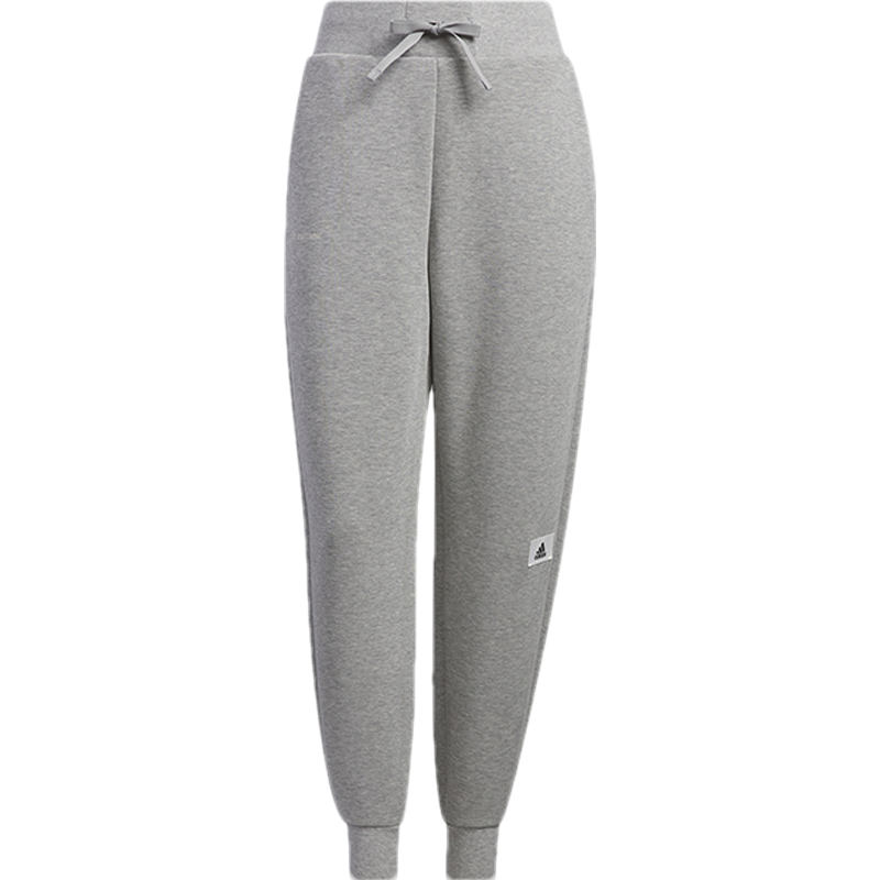 adidas Lounge 7/8 Pants 纯色标贴Logo束脚针织运动裤 女款 灰色 IP7053