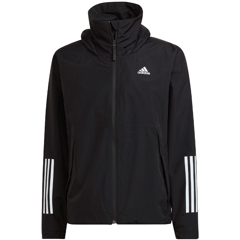 adidas Bsc 3s R.r Jkt 运动可收纳连帽夹克外套 男款 黑色 H65773